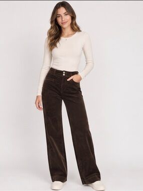 DKNY High Rise Double Button Wide Leg Petite Pants (NWT)